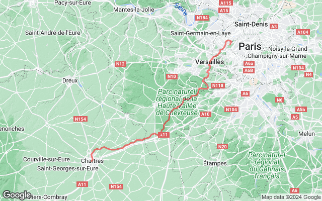 Paris → Chartres 107km